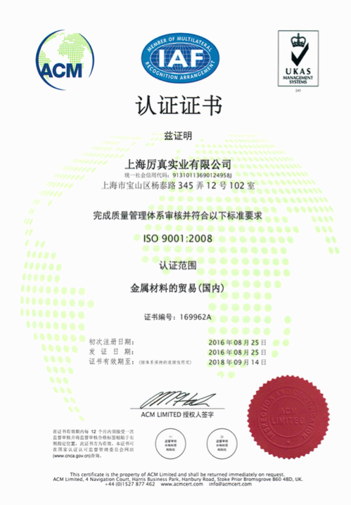 ISO9001质量体系认证